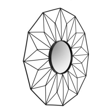 Oglinda rotunda 58 cm Rea rama neagra tip paianjen MC60375 Black