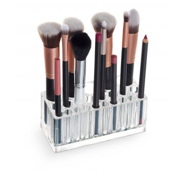 Organizator pentru cosmetice cu 23 compartimente, Brushes Transparent, l12,8xA5,7xH5,5 cm