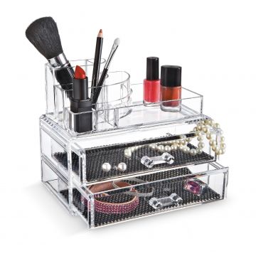 Organizator pentru cosmetice cu 9 compartimente, Beauty Transparent, l18,8xA11,5xH15,7 cm