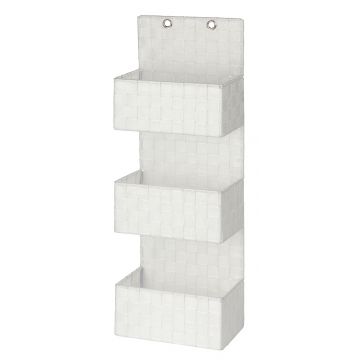 Organizator suspendat din polipropilena, cu 3 compartimente, Adria Alb, l25xA15,5xH72 cm