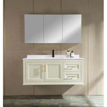 Set mobilier pentru baie din MDF, Rustica Alb 120 cm, 3 piese Set mobilier pentru baie din MDF, Rustica Alb 120 cm, 3 piese
