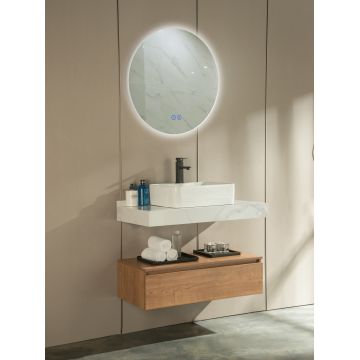 Set mobilier pentru baie din pal, Terazzo Natural 90 cm, 4 piese