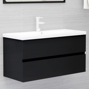 vidaXL Dulap cu chiuvetă încorporată, negru, PAL vidaXL Dulap cu chiuvetă încorporată, negru, PAL