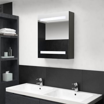 vidaXL Dulap de baie cu oglindă și LED, antracit, 50x14x60 cm