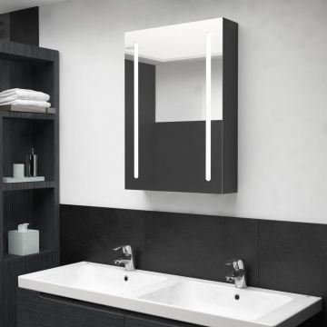 vidaXL Dulap de baie cu oglindă și LED, negru strălucitor, 50x13x70 cm