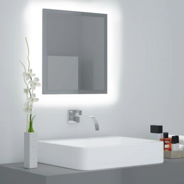 vidaXL Oglindă de baie cu LED, gri extralucios, 40x8,5x37 cm