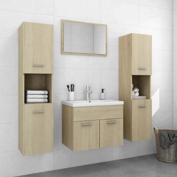 vidaXL Set mobilier de baie, stejar sonoma, lemn prelucrat