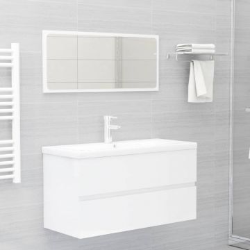 vidaXL Set mobilier de baie, alb extralucios, PAL vidaXL Set mobilier de baie, alb extralucios, PAL