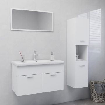 vidaXL Set mobilier de baie, alb, PAL vidaXL Set mobilier de baie, alb, PAL