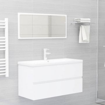 vidaXL Set mobilier de baie, alb, PAL vidaXL Set mobilier de baie, alb, PAL