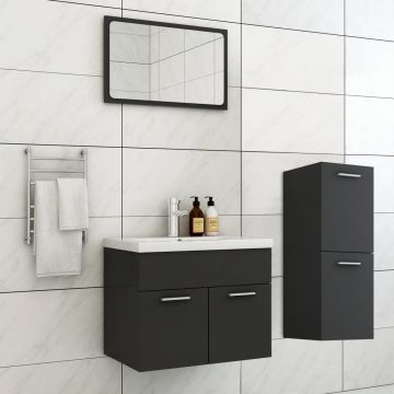 vidaXL Set mobilier de baie, gri, PAL vidaXL Set mobilier de baie, gri, PAL