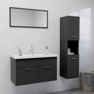 vidaXL Set mobilier de baie, gri, PAL vidaXL Set mobilier de baie, gri, PAL