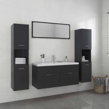 vidaXL Set mobilier de baie, gri, PAL vidaXL Set mobilier de baie, gri, PAL