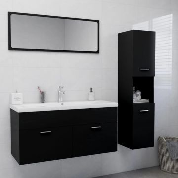 vidaXL Set mobilier de baie, negru, PAL