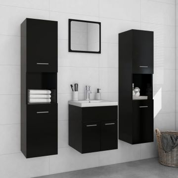 vidaXL Set mobilier de baie, negru, PAL