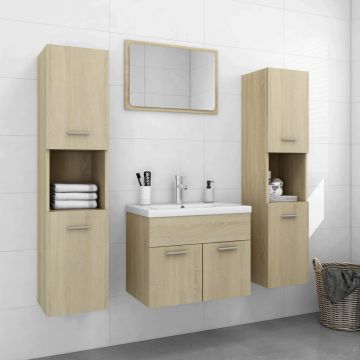 vidaXL Set mobilier de baie, stejar sonoma, lemn prelucrat