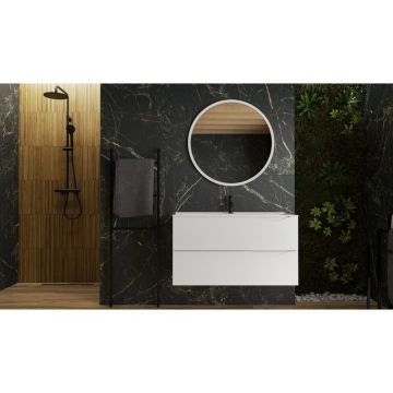 Dulap baza suspendat Rune Asger 2 sertare 100 cm alb lucios