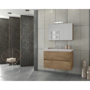 Dulap cu oglinda suspendat Drop Luxus maro 2 usi 75 cm