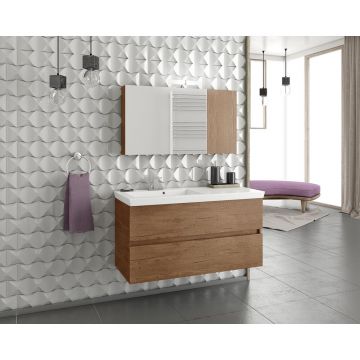 Dulap cu oglinda suspendat Drop Luxus maro 2 usi 97 cm