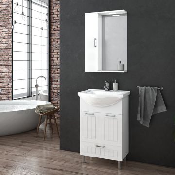 Dulap cu oglinda suspendat Drop Ritmo alb 1 usa 48 cm stanga