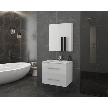Dulap cu oglinda suspendat Drop Torino alb 2 usi 60 cm