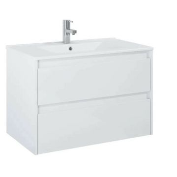 Set dulap baza alb mat si lavoar Roca Unik Claudia 80 cm