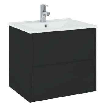 Set dulap baza negru mat si lavoar Roca Unik Claudia 60 cm