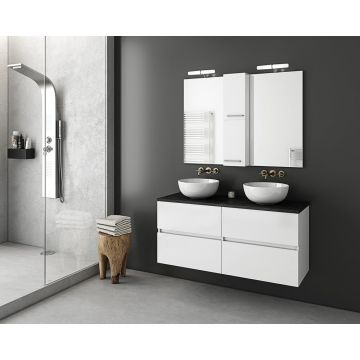 Set dulap baza suspendat alb si blat finisaj grafit Drop Luxus 120 cm
