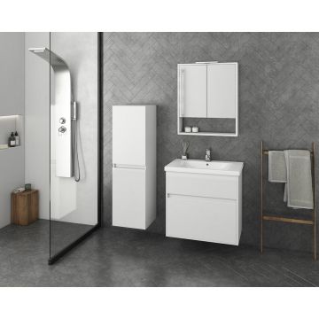 Set dulap baza suspendat alb si lavoar alb Drop Instinct 65 cm