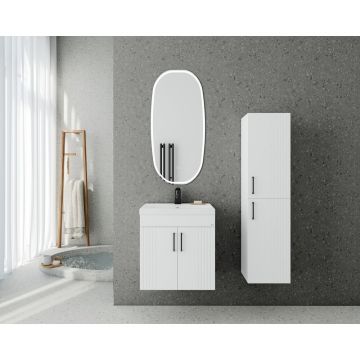 Set dulap baza suspendat Drop Lines Venus cu 2 usi si lavoar 50 cm alb