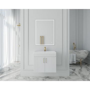 Set dulap baza suspendat Drop Lines Venus cu 2 usi si lavoar 60 cm alb