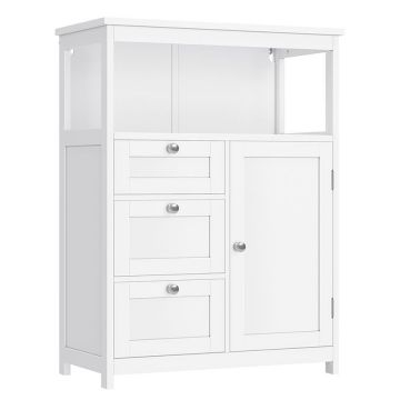 Dulap baie 3 sertare dulap raft reglabil mdf, 60x30x80 cm, depozitare eficienta, alb