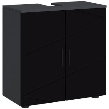 Dulap Baie 60 30 60 cm cu doua usi si polita reglabila - Negru