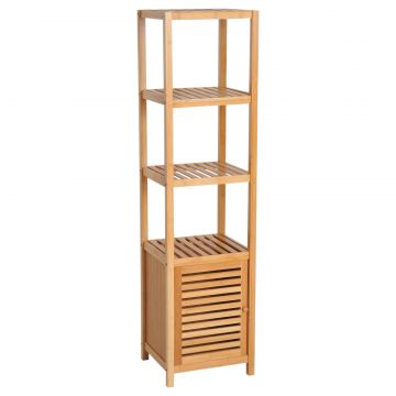 Dulap Coloana pentru Baie din Bambus cu 4 Rafturi si Dulap 36x33x140cm