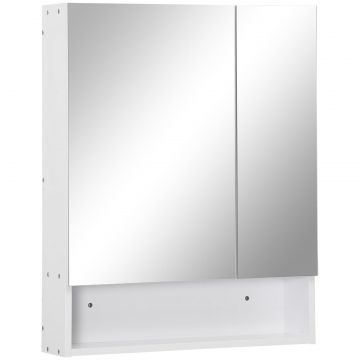 Dulap cu oglinda dreptunghiulara din MDF si Sticla, 60x15x75cm, Alb