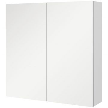 Dulap cu Oglinda pentru Baie cu 2 Usi Soft Close, 60x15x60 cm, Rafturi Reglabile, Dulap Suspendat Spatiu Economic, Alb Lucios