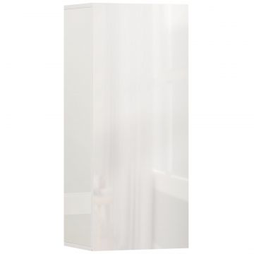 Dulap de Baie Suspendat cu Usa Fara Maner, 2 Rafturi Reglabile din Sticla, Mobilier Suspendat Multifunctional, 30x23,4x71,2 cm, Alb Lucios