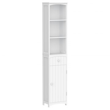 Dulap inalt de Baie cu 3 Rafturi din MDF, 34x24x170 cm, Alb