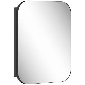 Dulap Oglinda pentru Baie cu 2 Usi Soft Close, Mobilier de Baie cu Oglinda, Rafturi Ajustabile, Dulap Suspendat Economisitor de Spatiu din Sticla,