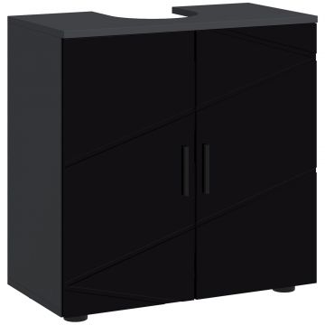 Dulap pentru chiuveta de baie cu usi dulap pentru chiuveta cu piedestal din lemn cu raft reglabil negru