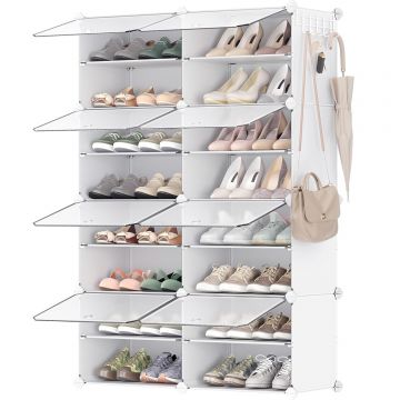 Dulap pentru pantofi, panouri plastic si cadru metalic, 8 module de 30x40x30 cm, pana la 32 perechi pantofi, alb