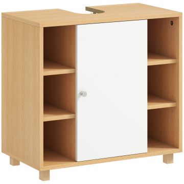 Dulap Sub Chiuveta cu 2 Usi cu inchidere Lenta si 6 Rafturi Lemn natural