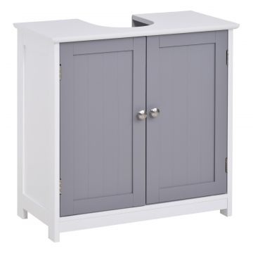 Dulap sub Chiuveta de Baie 2 Usi si Etajera Reglabila din MDF 60x30x60cm