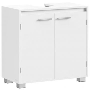 Masca chiuveta baie 2 usi raft reglabil mdf pal, 60x30x60 cm, design modern, alb