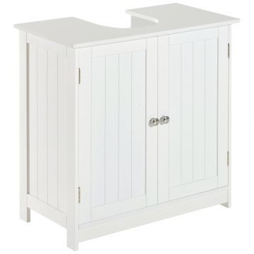 Masca Chiuveta Baie - MDF Alb, 2 Usi, 60 30 60 cm