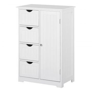 Mobila de Baie cu Usa Basculanta si Sertare Alb 56 x 30 x83cm