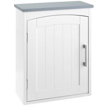 Mobilier Baie de Perete cu Polita Reglabila, 41x18,5x52 cm, Alb si Gri