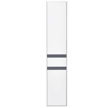 Mobilier baie tip coloana, 2 dulapuri + sertar central, alb, rafturi reglabile 35 31 172 cm