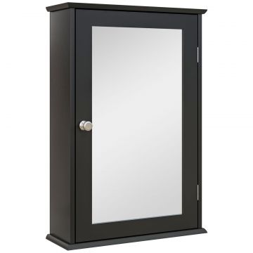 Mobilier de Baie Dulap Suspendat cu Oglinda 41x14x60cm Negru