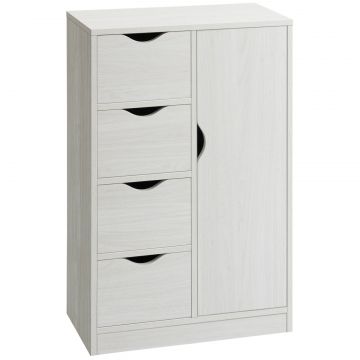 Mobilier Dulap Baie cu 4 Sertare si 2 Niveluri, Modern si Practic pentru Baie, 54x29x83 cm, Alb
